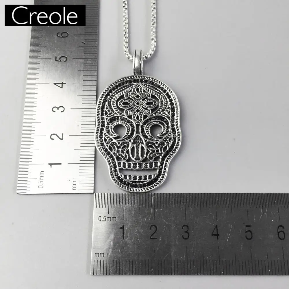 Ожерелье из звеньев цепи с черным черепом маска паве подарок для мужчин и женщин