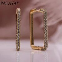 pataya new luxury hyperbole big square earrings natural zircon party drop earrings women creative unusual fine fashion jewelry