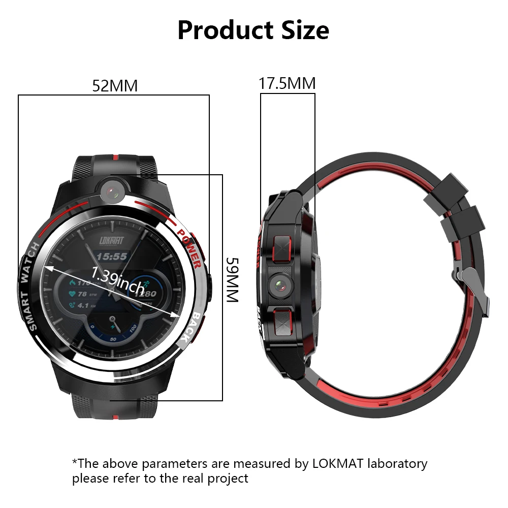 Смарт-часы LOKMAT LET 4G с Sim-картой для мужчин экран 1 39 дюйма AMOLED Wi-Fi GPS-трекер 5 Мп две