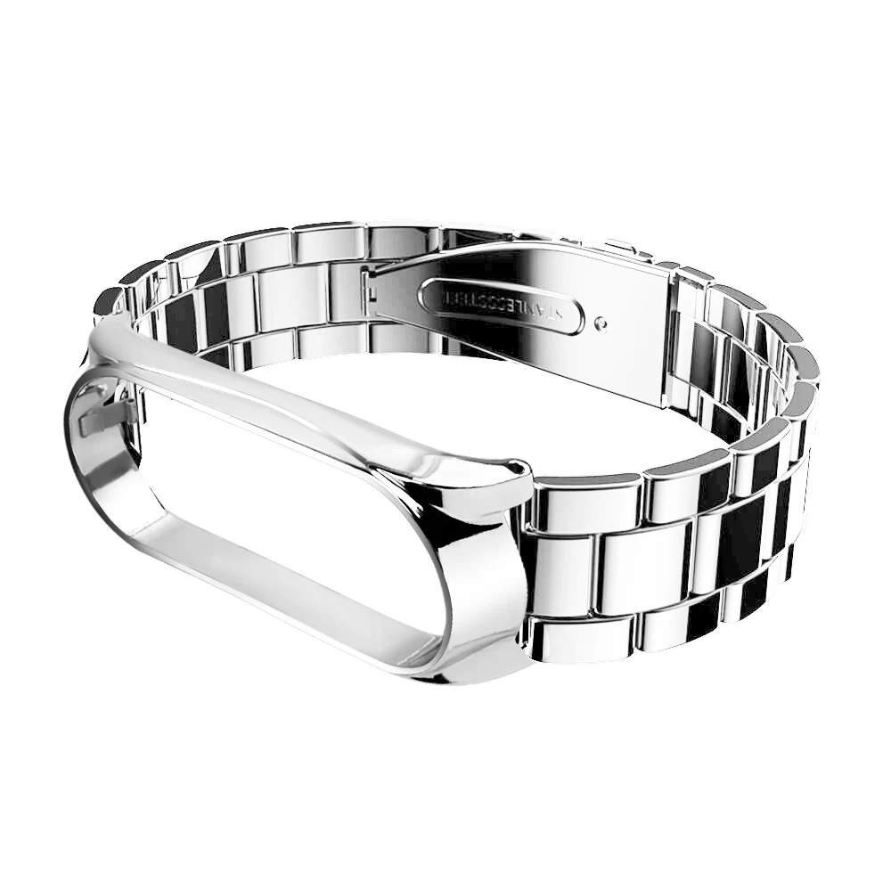 

For Xiaomi Mi Band 5 / 5 NFC Watch Strap Stainless Steel Replacement Wrist Band Fashion Black/Silver/Gold Metal Watch Accessory