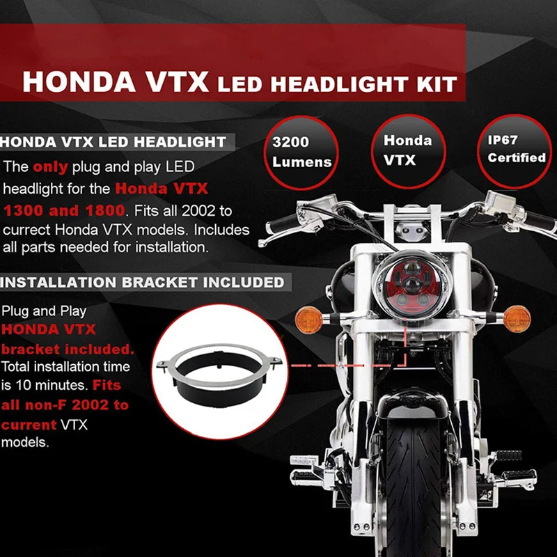 Для Honda 2002-2009 VTX 1300 1800 5 75 дюймов светодиодные мотоциклетные фары дальнего и