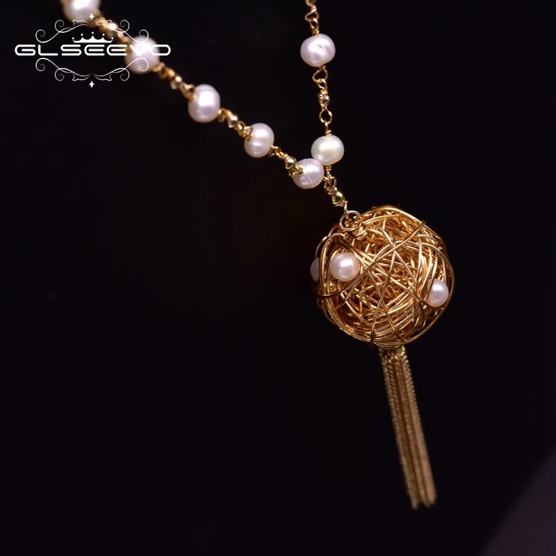 Длинное ожерелье GLSEEVO для женщин и девушек изящное Ювелирное Украшение с