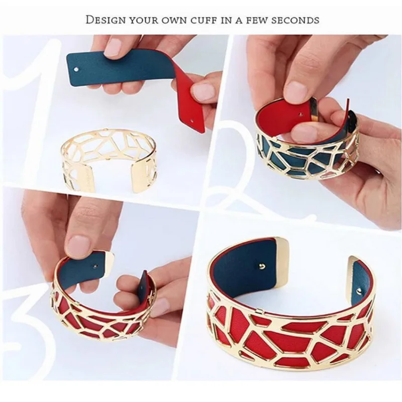 

25mm Cuff Long Female Bracelet Cuir Mood Jewelry Set Gift Lover Branzoletka Plant Hollow Armband Argent Leather For Cute Woman