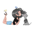 Металлический трафарет для скрапбукинга Kiss Girl с собакой, кукла-птичка