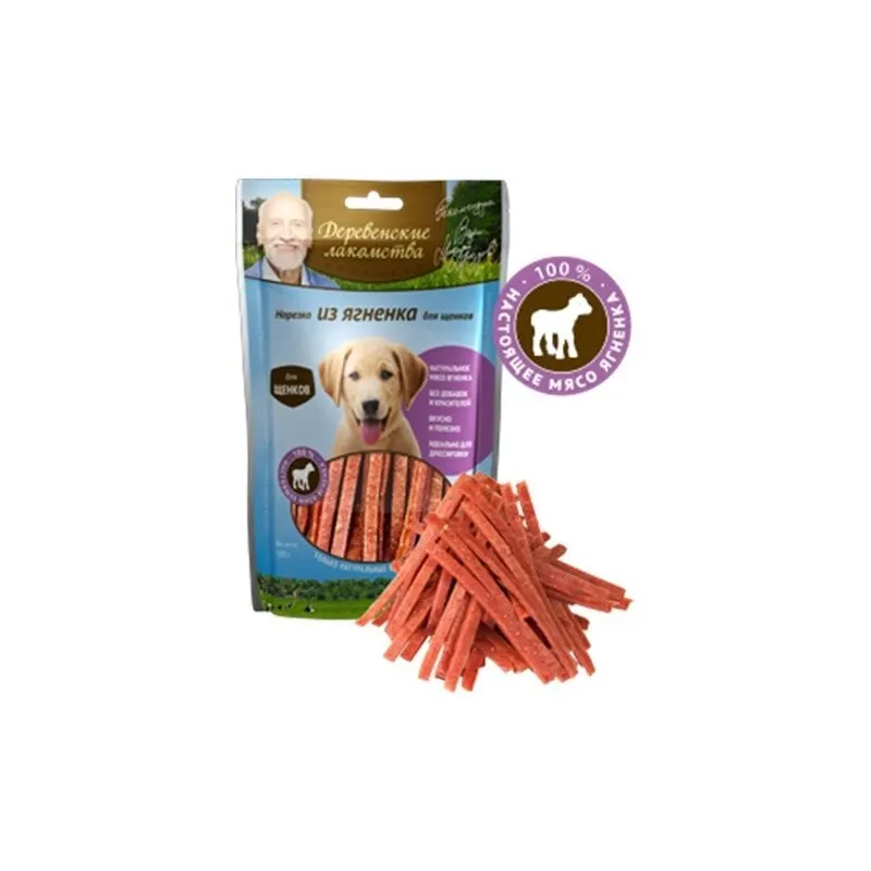 Деревенские лакомства нарезка из ягненка для щенков 90 г | Дом и сад