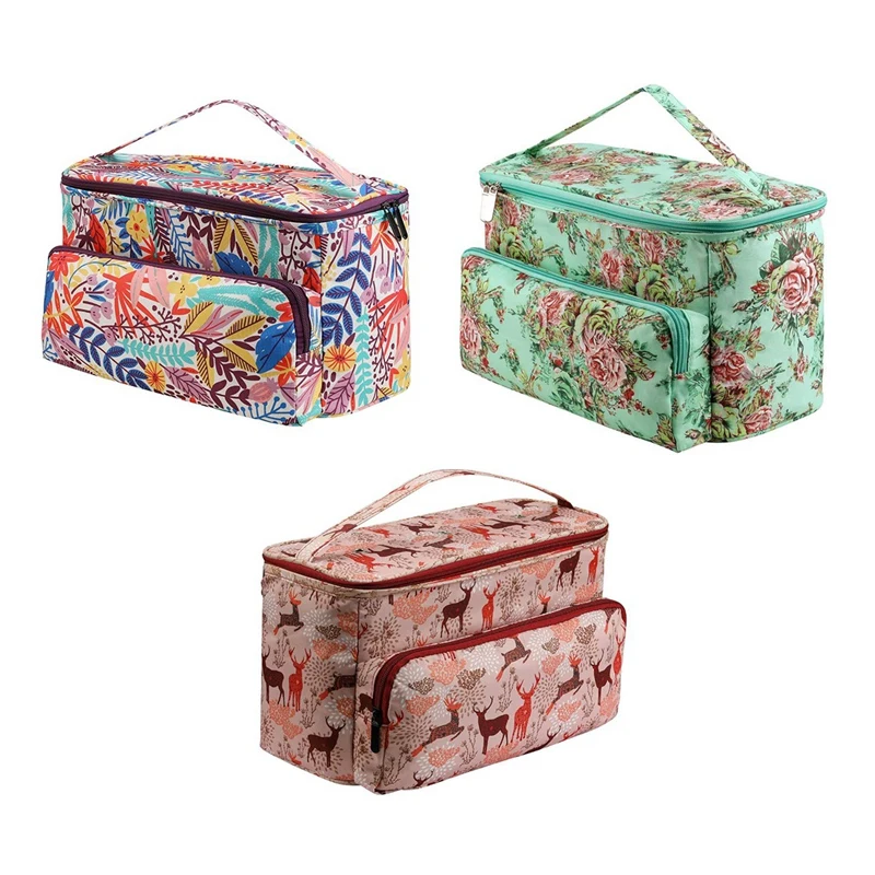 

Yarn Storage Organizer Tote Bag Holder with Zipper Closure and Pocket for Knitting Needles Crochet Hooks Project