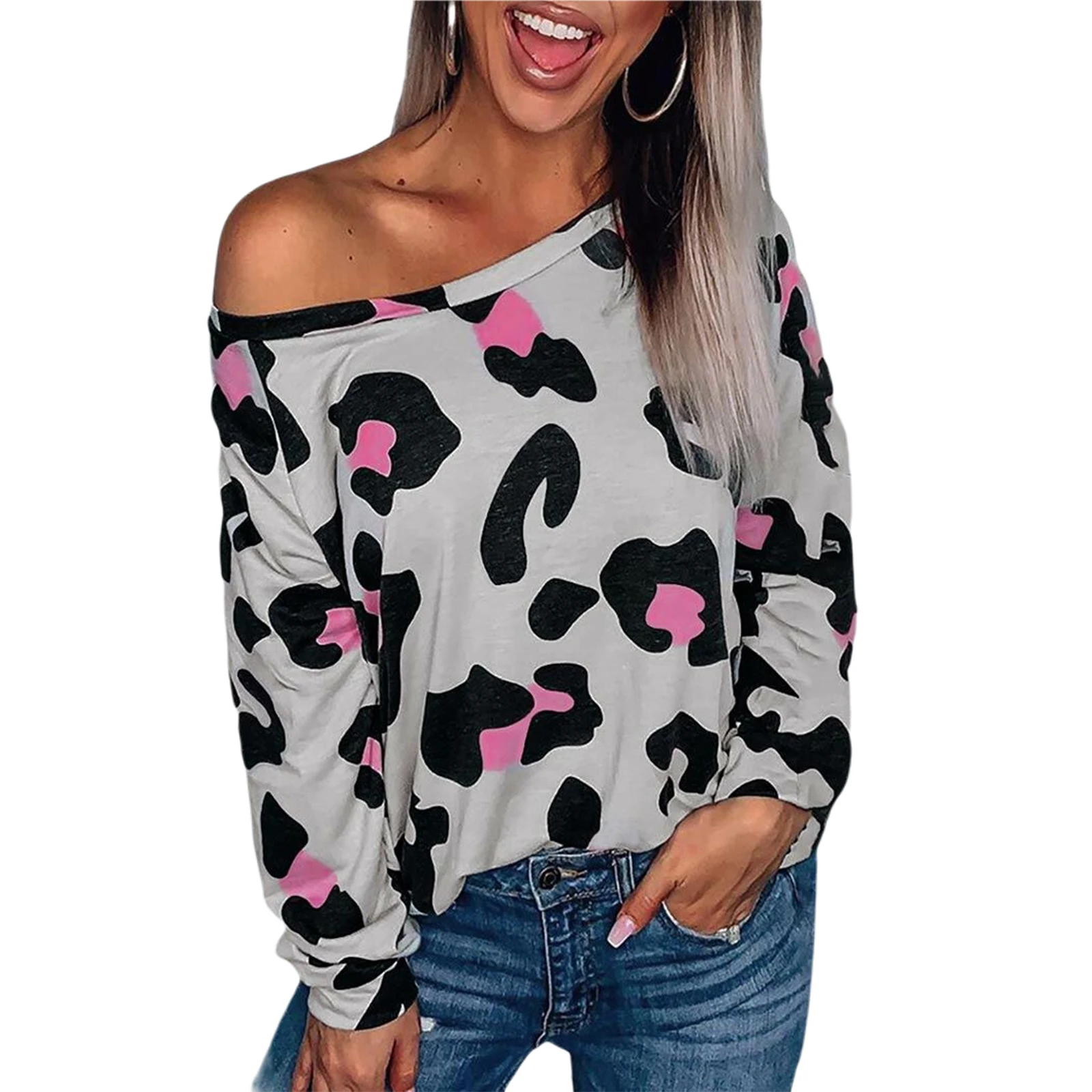 Женские повседневные свободные футболки с одним открытым плечом и косым вырезом