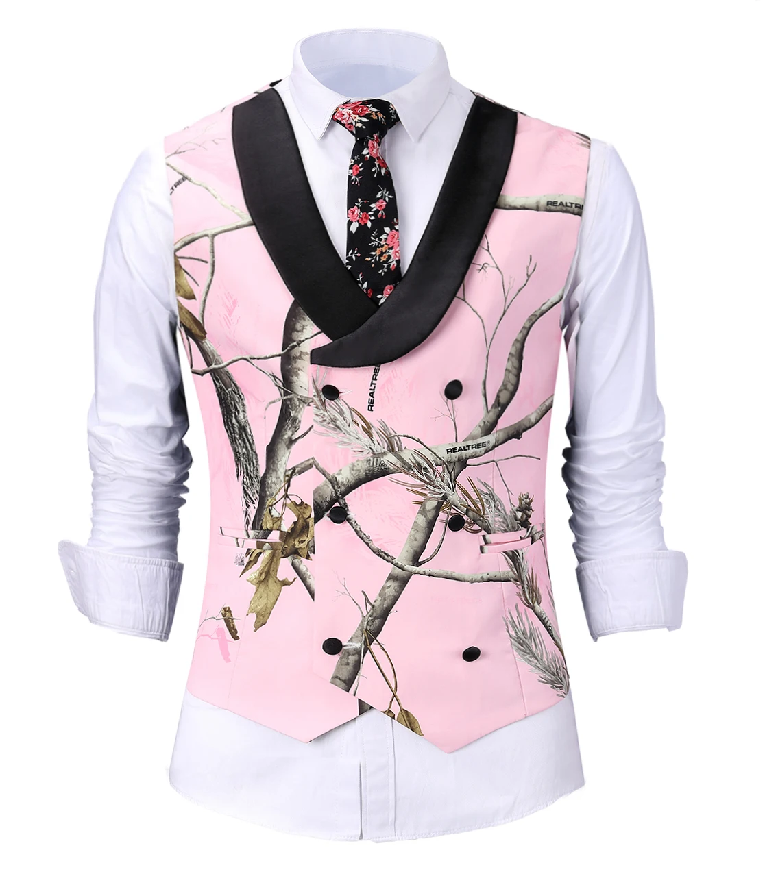 Мужской жилет Повседневный уникальный дизайн с воротником шалью двубортный для