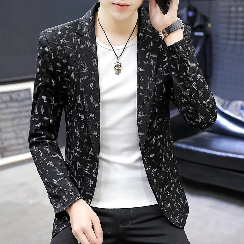 Новый мужской костюм HOHO 2022 года с принтом приталенный Молодежный жаккардовый