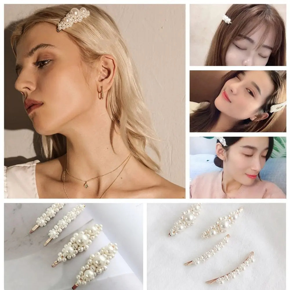 

Korean Hair Clip Handmade Beaded Pearl Flower Bridal Wedding Hairpin Hair Accessories For Girl Women