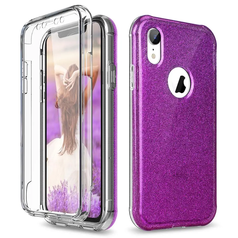 GrandEver 2 в 1 мягкий чехол для iphone XR с роза с блестками Водонепроницаемый Небьющийся тяжелых защитный чехол для телефона