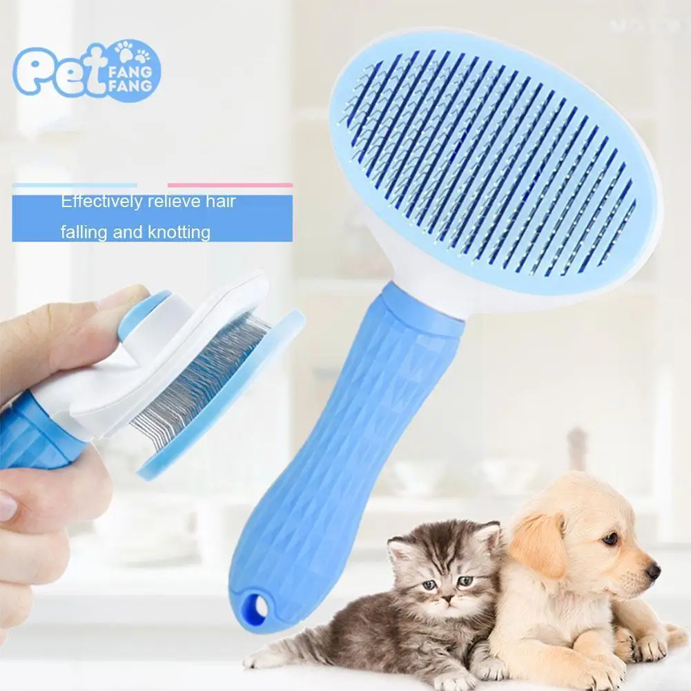 

Dog Hair Removal Comb Grooming Brush Steel Cats Combs Automatic Non-slip Brushs For Dogs Cats Dog Brush New P5p2