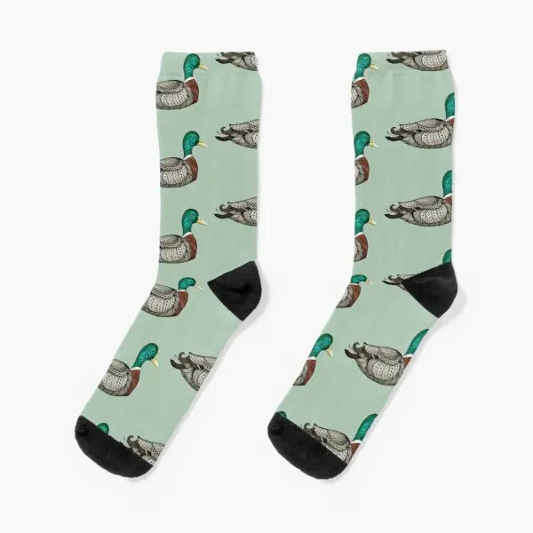 

Mallard Duck Crew Socks Women Mens Best Black Ankle Knee High