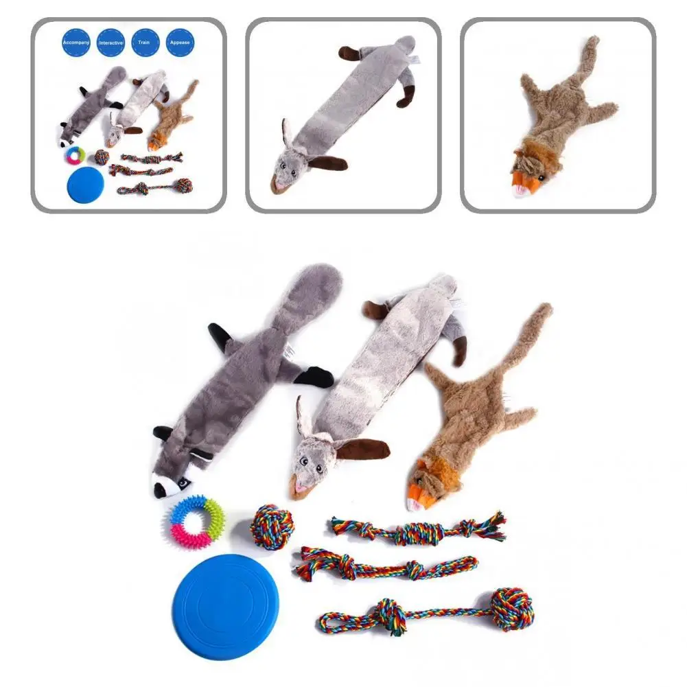 

Attention Catching 9Pcs/Set Practical Pet Plush Toy Set Tear-resistant Pet Toy Fine Workmanship for Indoor