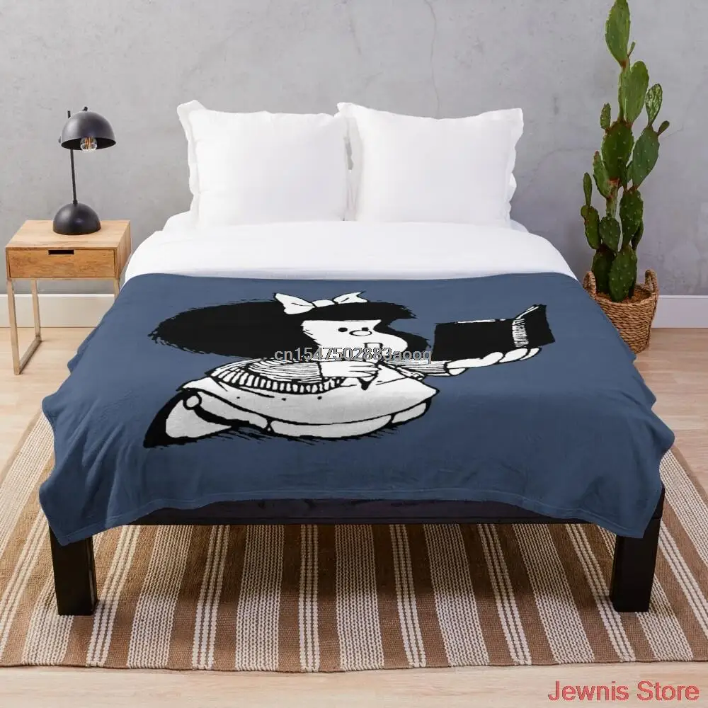 

Mafalda Read Her Book Blanket Bedding Sherpa Fleece Throw Blankets Bed Sofa Cover Child Kids Adults Gift Duvet