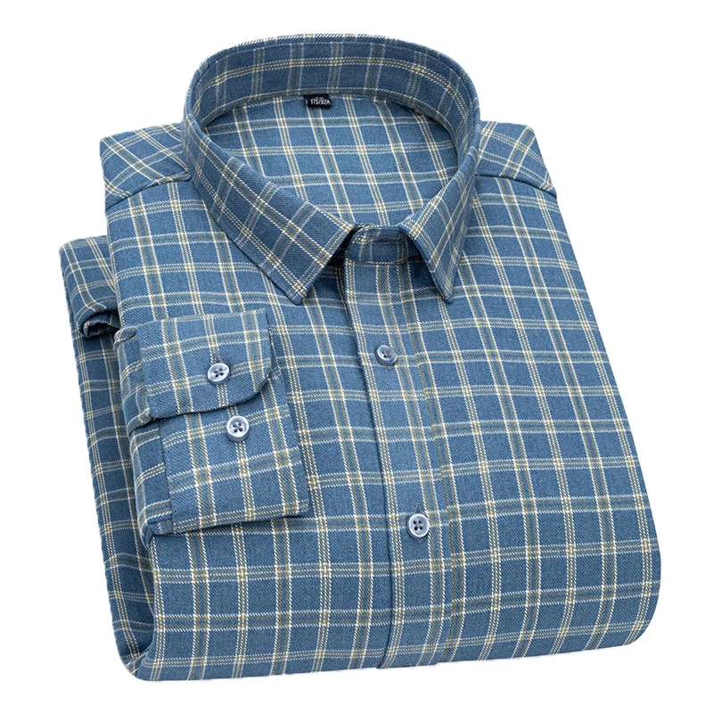 

AOLIWEN Brand Winter Men Long Sleeve Plaid Padded Shirts For Men Warm Clothes Casual Fashion Check Shirt Social Warm Shirts 2021