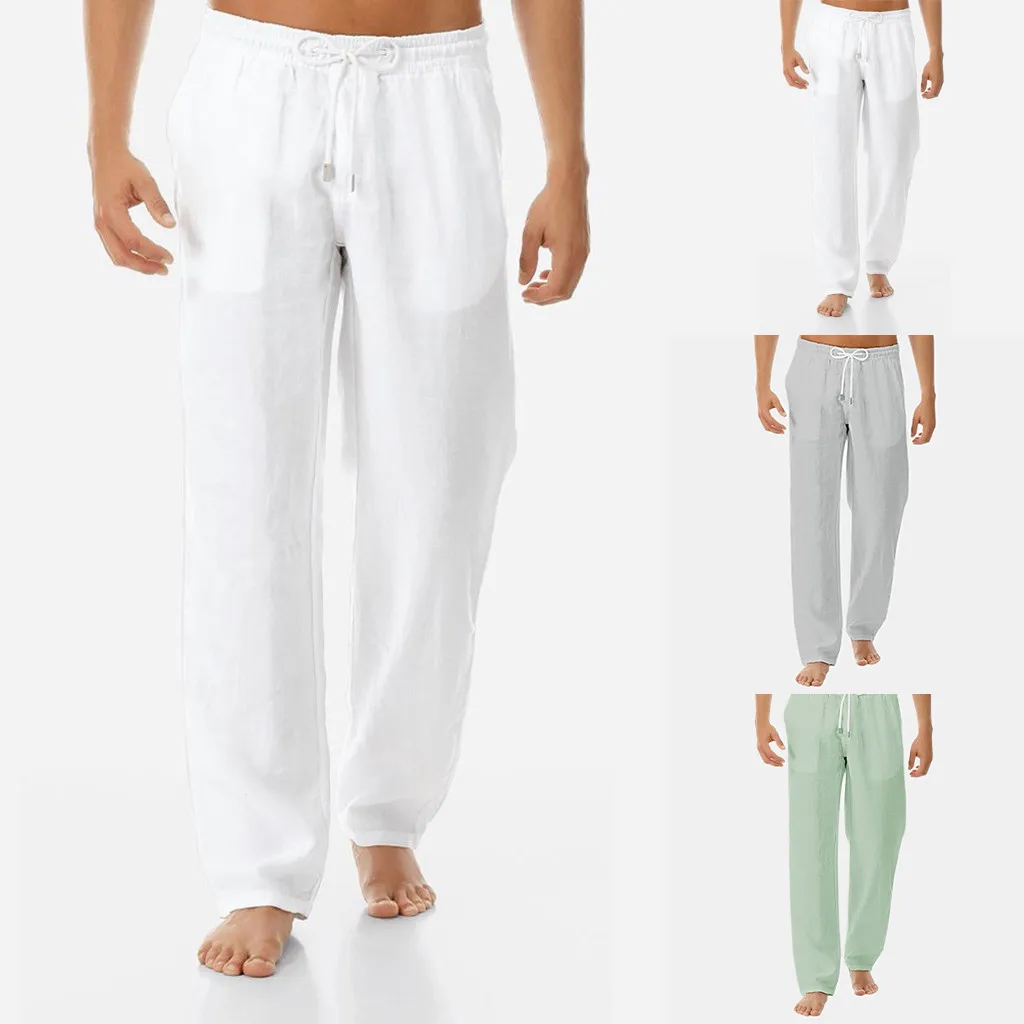 

Men's Pants Summer New Style Simple And Fashionable Pure Cotton And Linen Trousers Pants Men's Sweatpants pantalon homme