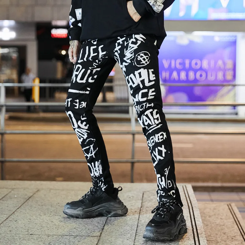 Новинка 2019 модные уличные мужские джинсы винтажные черные обтягивающие рваные в