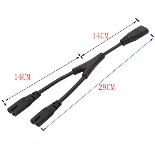 1PC IEC 320 C8 2Pin Male to 2 x C7 Female Y Split Power Cable About 28CM extension cords male female | Компьютеры и офис