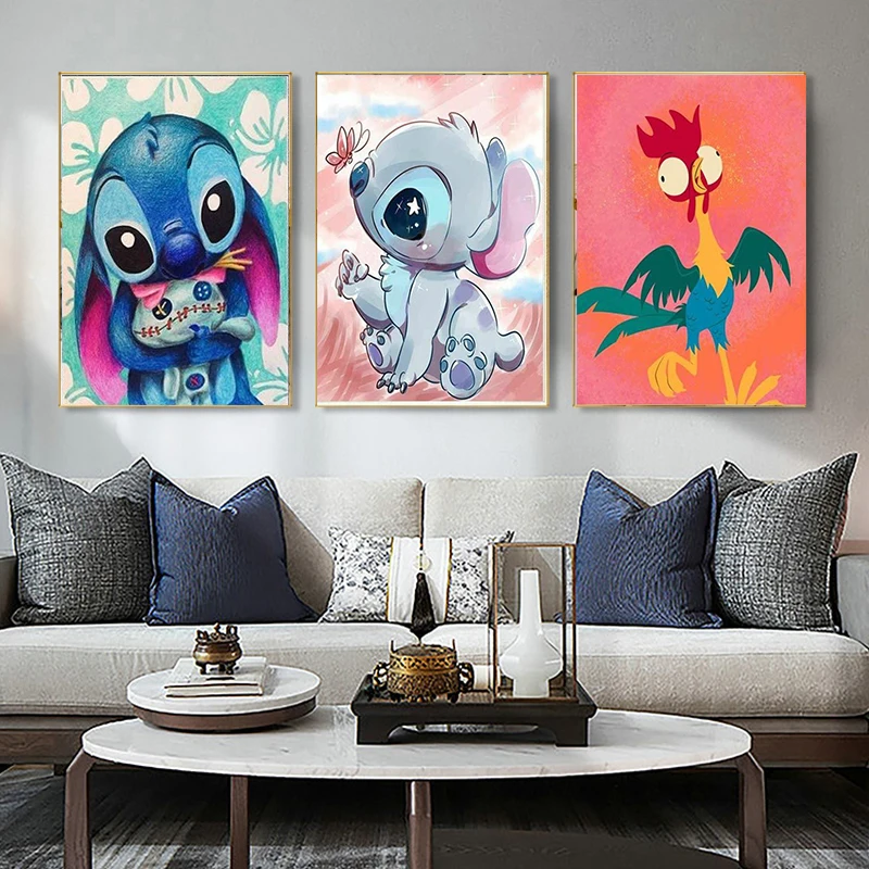 

Abstract Disney Donald Duck Lilo & Stitch Posters and Prints Cute Wall Art Pictures for Kids Living Room Canvan Painting Decor