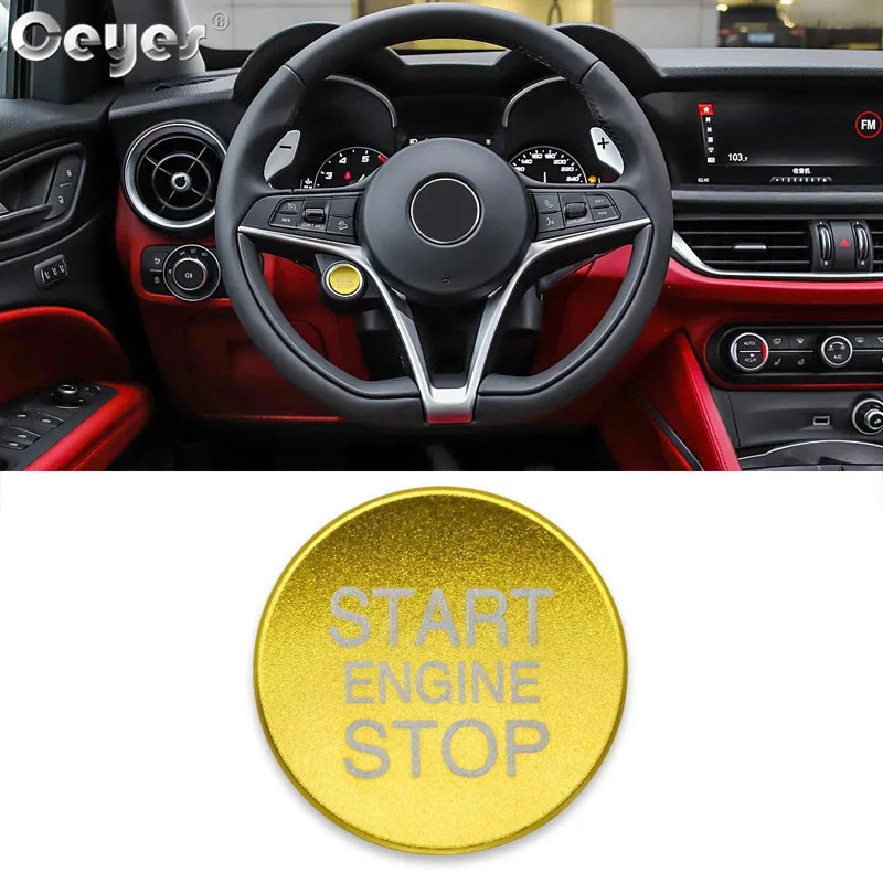 Gold Button Cover Ceyes автостайлинг кнопка запуска двигателя кольцо Крышка для Alfa Romeo Mito 159 147 156 Giulietta Stelvio 166 аксессуары для интерьера - Название цвета: Gold Button Cover