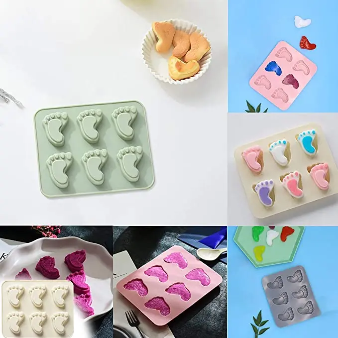 2Pcs/Lot Baby Footprint Shape Silicone Mold Chocolate DIY Cake Soap Candle Candy Bakeware Kitchen Tool |