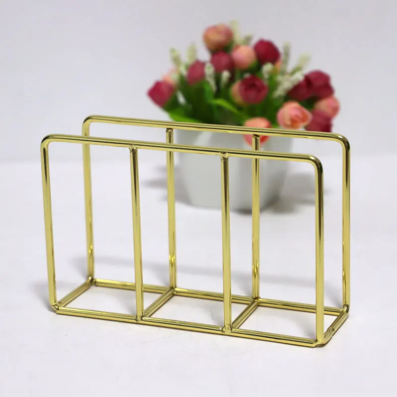 

Gold Square Paper Towel Holder Desktop Metal Paper Rack Restaurant Hotel Cafe Paper Towel Clip Finishing Board Storage Shelf