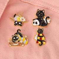 star moon witch cat enamel pins witchcraft hat skull floral brooches for women badge bag clothe lapel pin jewelry gift wholesale