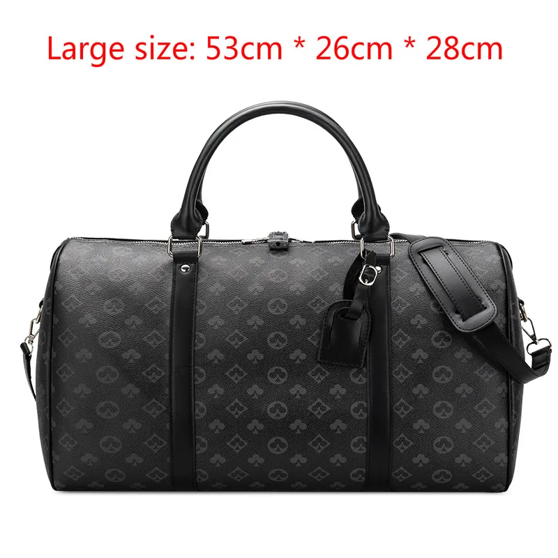 

Classic Plaid Design Mens Leather Travel Bag Brand Leather Business Man Bag Overnight Tote Bags Carry On Luggage Shoulder Bags