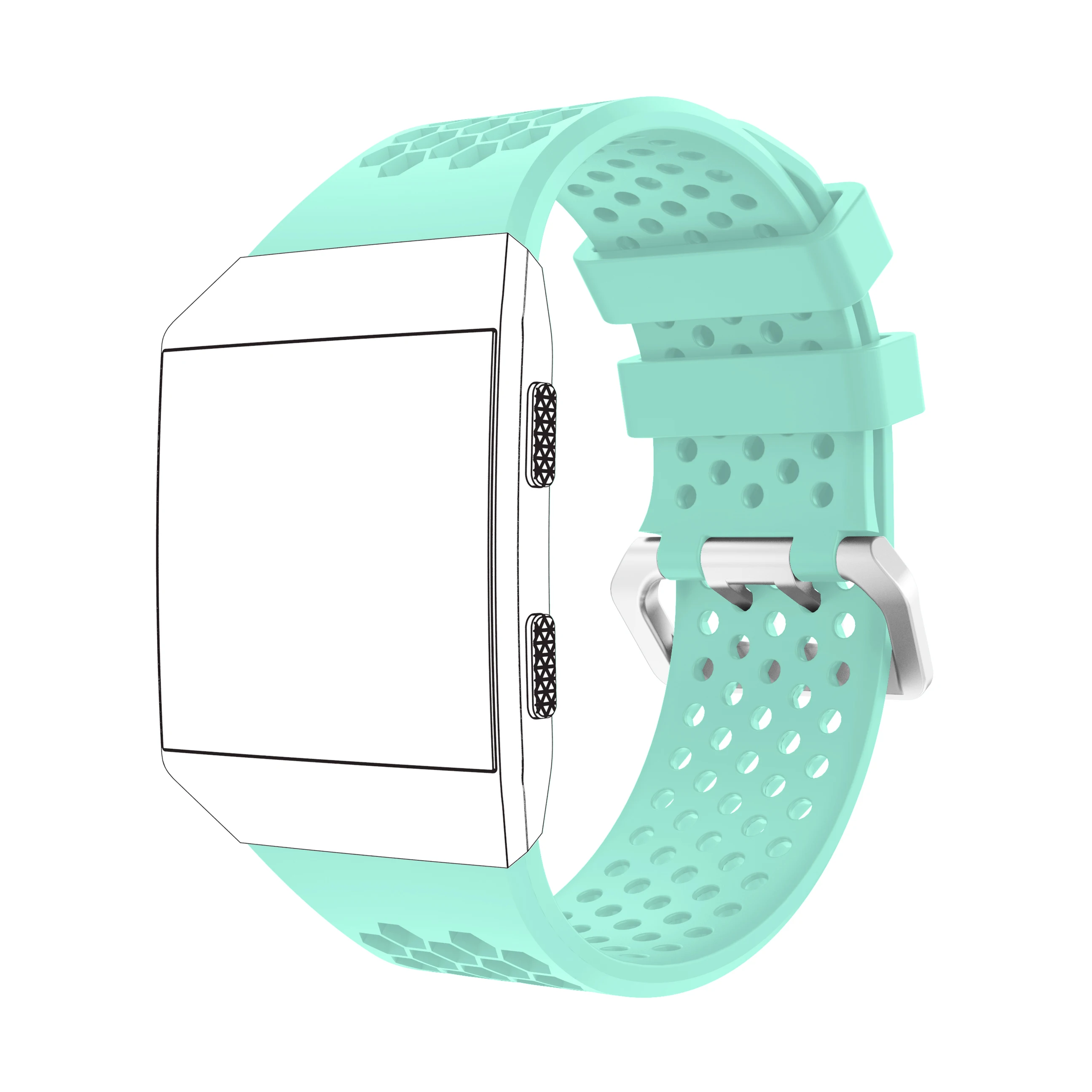 Yayuu совместимый для Fitbit Ionic Смарт-часы мягкий силиконовый ремешок регулируемый ремешок для часов замена спортивный дышащий ремешок - Цвет: Mint Green