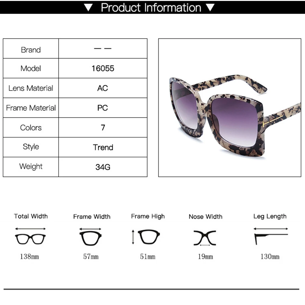 

Fashion Oversized Women Sunglasses Brand Designer Plastic Female Big Frame Gradient Sun Glasses UV400 gafas de sol mujer