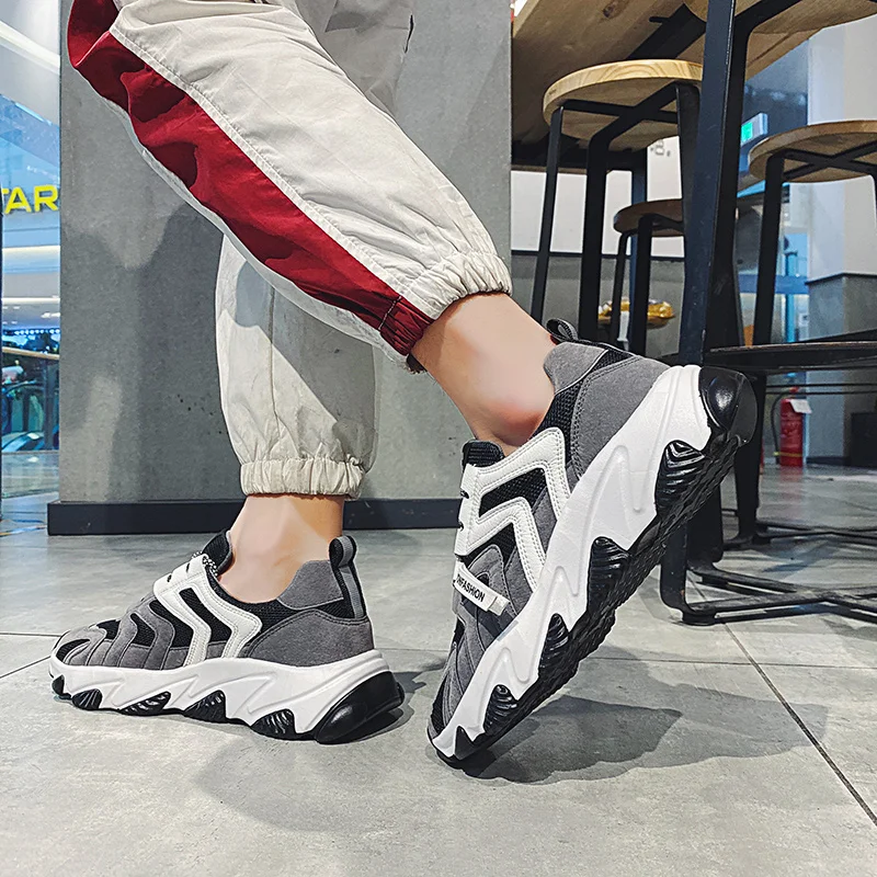 Кроссовки мужские дышащие на шнуровке модная повседневная обувь для ходьбы и