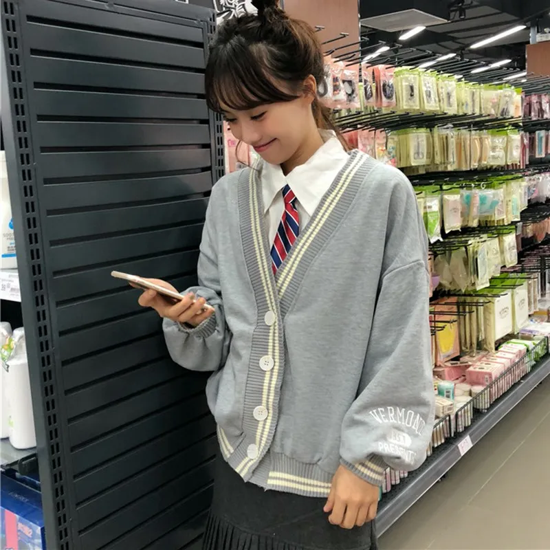 2020 г. Осенняя мода хит продаж свободный цветной кардиган в духе колледжа