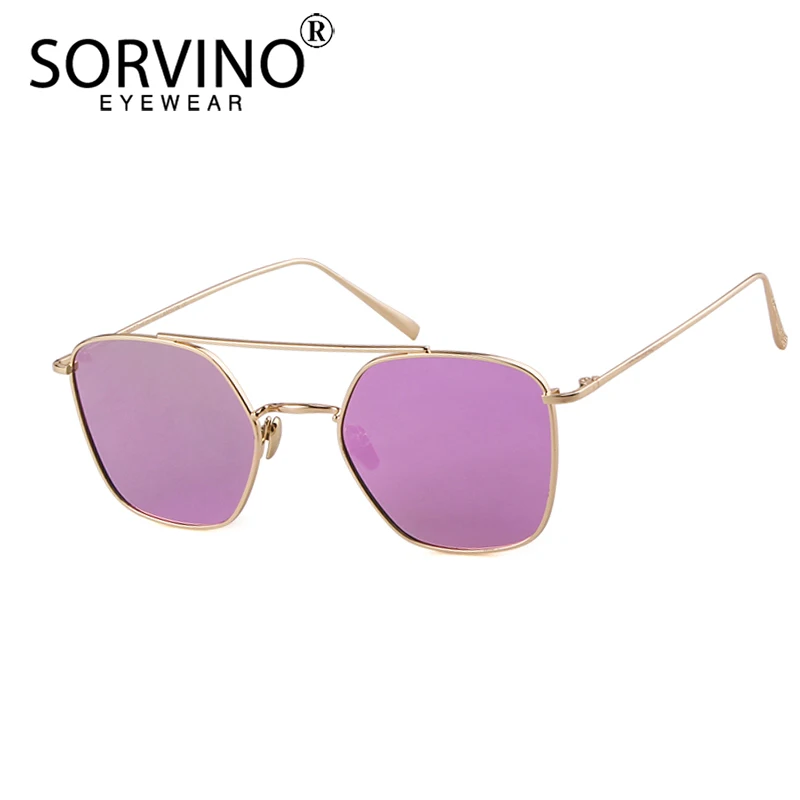Женские солнцезащитные очки в стиле ретро SORVINO розовые зеркальные стимпанк с