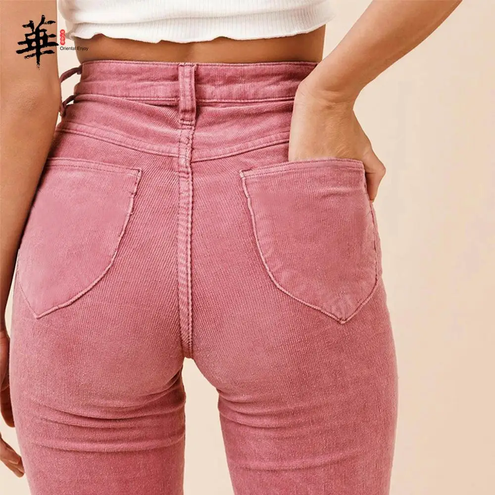 Женские вельветовые брюки-клеш в стиле ретро сезон осень-зима высокое качество