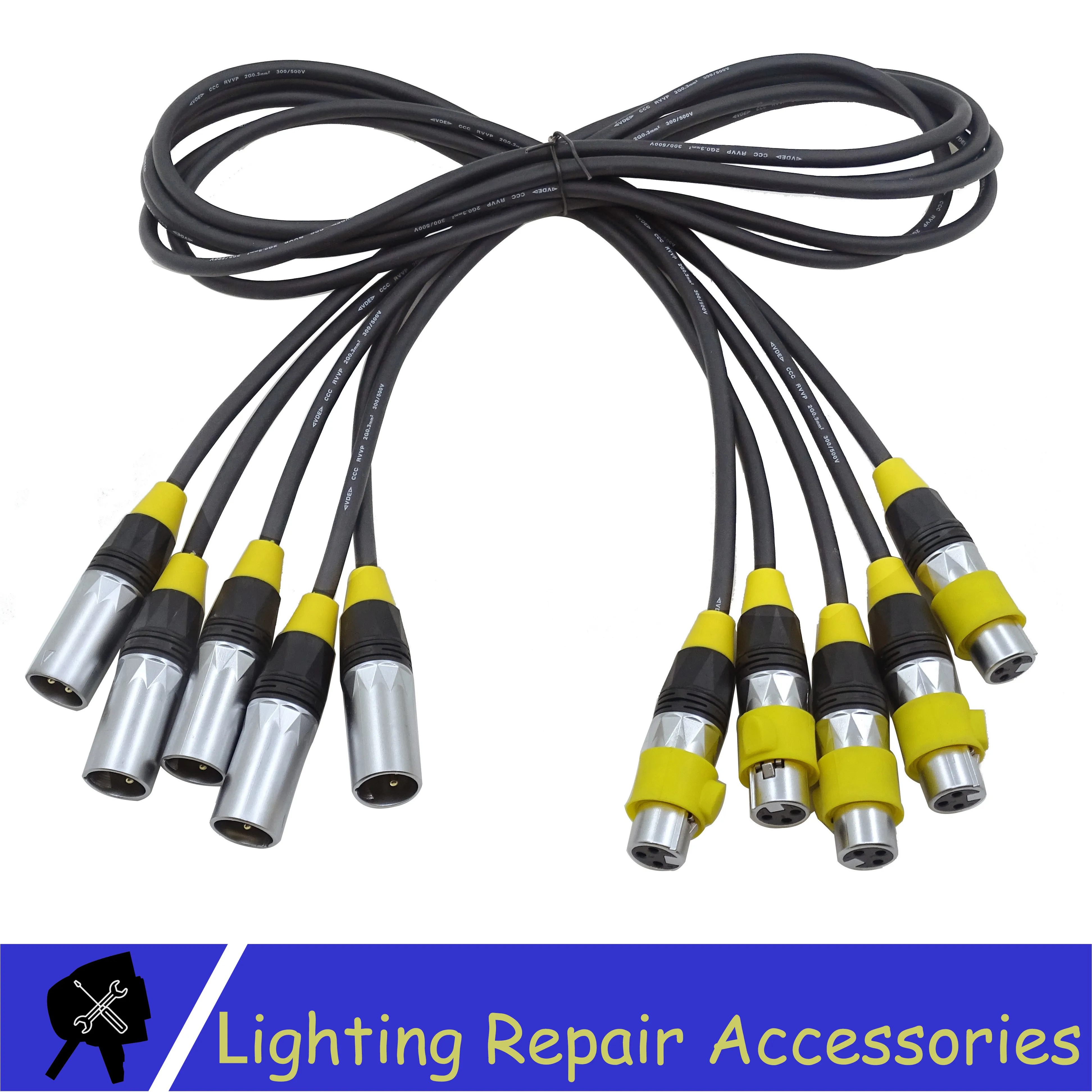 

5Pcs/lot Waterproof 3Pin DMX Signal Line Connection Shielded XLR Male To Female For 18x12w Waterproof Par Light DMX Cable