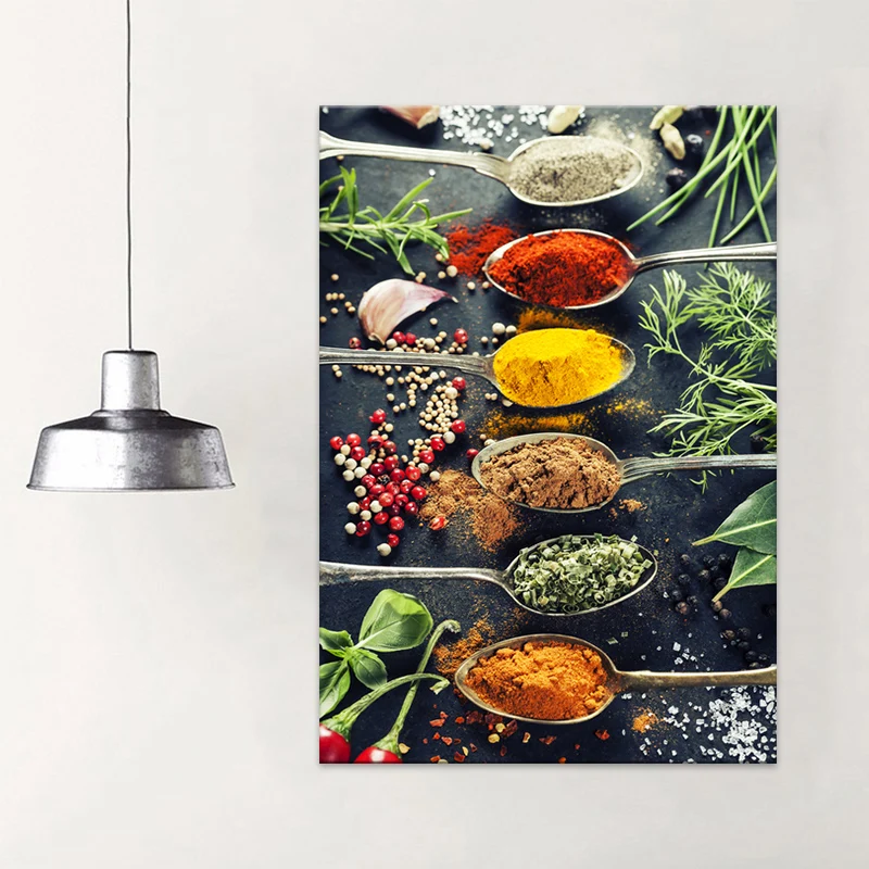 

Modern Grains Spices Spoon Peppers Canvas Painting Posters and Prints Nordic Wall Art Pictures for Kitchen Decor