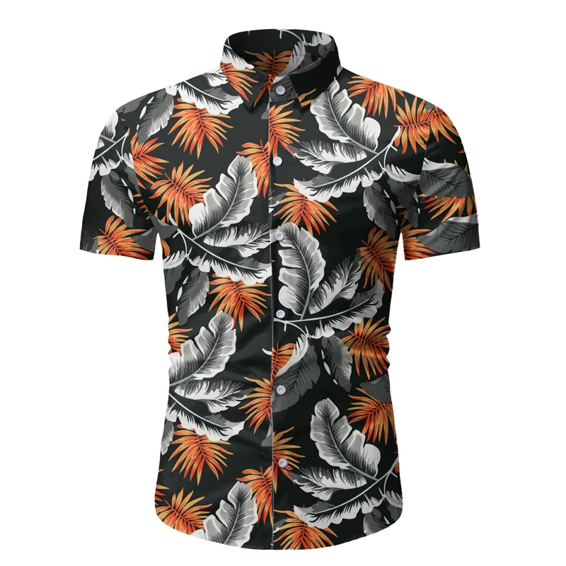 2021 новые мужские рубашки с принтом мужской Slim Fit короткими рукавами для мальчиков