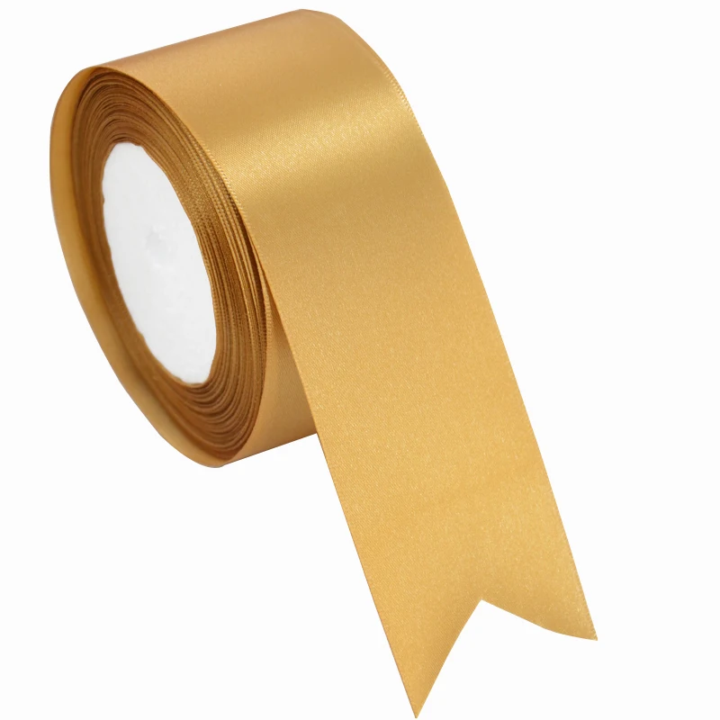 

25 Yards Gold Silk Satin Ribbon Wedding Party Decoration Gift Wrapping Christmas New Year Apparel Sewing Fabric Ribbon