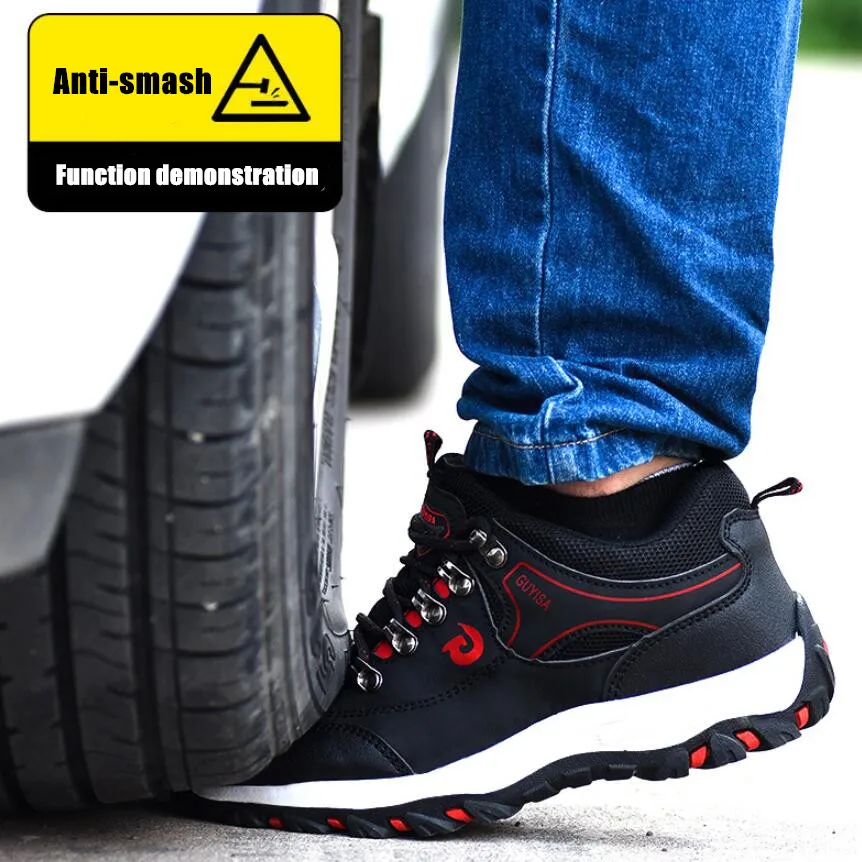

DM24 Steel toe cap Anti-smash Anti-piercing Safety work shoes High Quality Waterproof Leather Sneakers Outdoor Male Hiking Boots