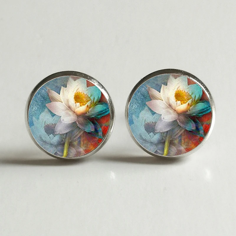 Новый Мандала Лотос модные серьги-гвоздики ювелирное изделие в винтажном стиле