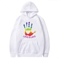 love is love colorful hand printing hoodies women graphic autumn winter hooded sweatshirt pocket aesthetic long sleeve pullover