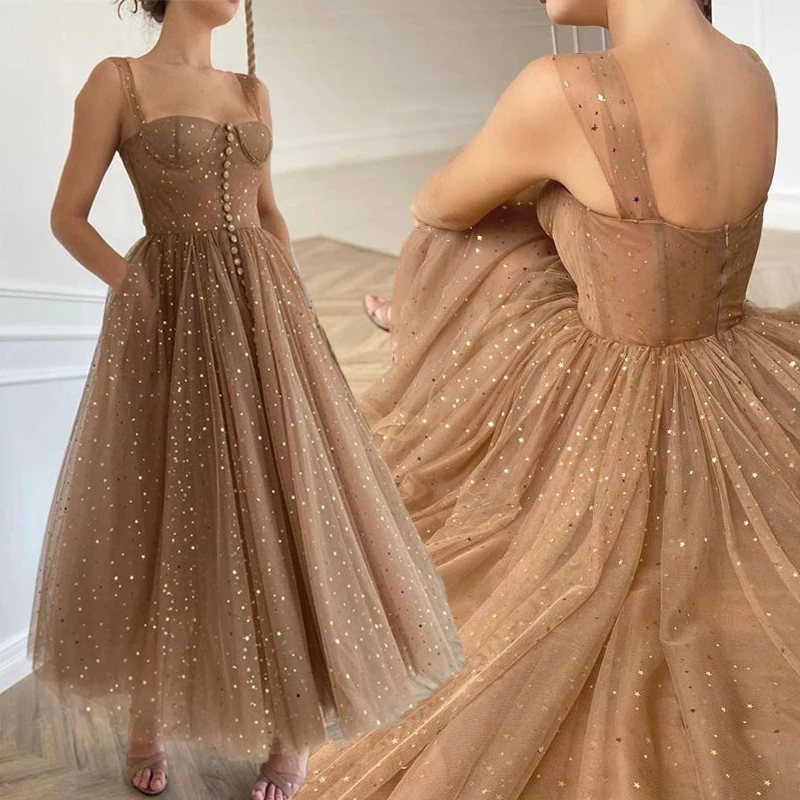 

Sexy Glittering Sequined Ball Gown A Line Prom Dresses 2021 Button Evening Party Dress Gala Jurken Vestidos De Fiesta Rochii