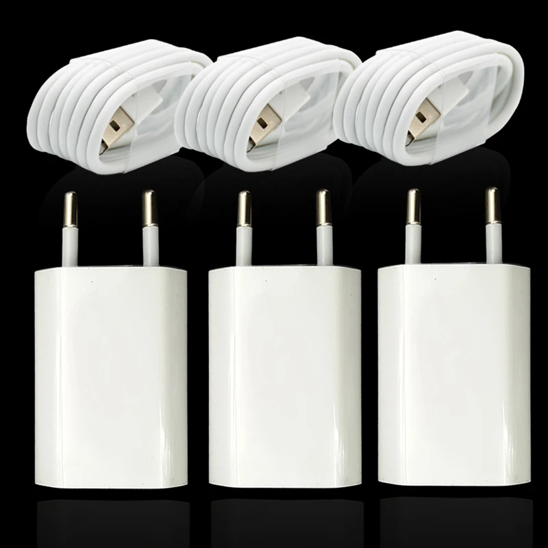 Европейский Союз (ЕС) 3 компл./лот ЕС плагин для настенного AC USB Зарядное устройство для iPhone 8 Pin Зарядка через usb кабель+ путешествия Зарядное устройство адаптер для Apple iPhone 5 5S 6 6S 7 Plus - Тип штекера: Европейский Союз (ЕС)