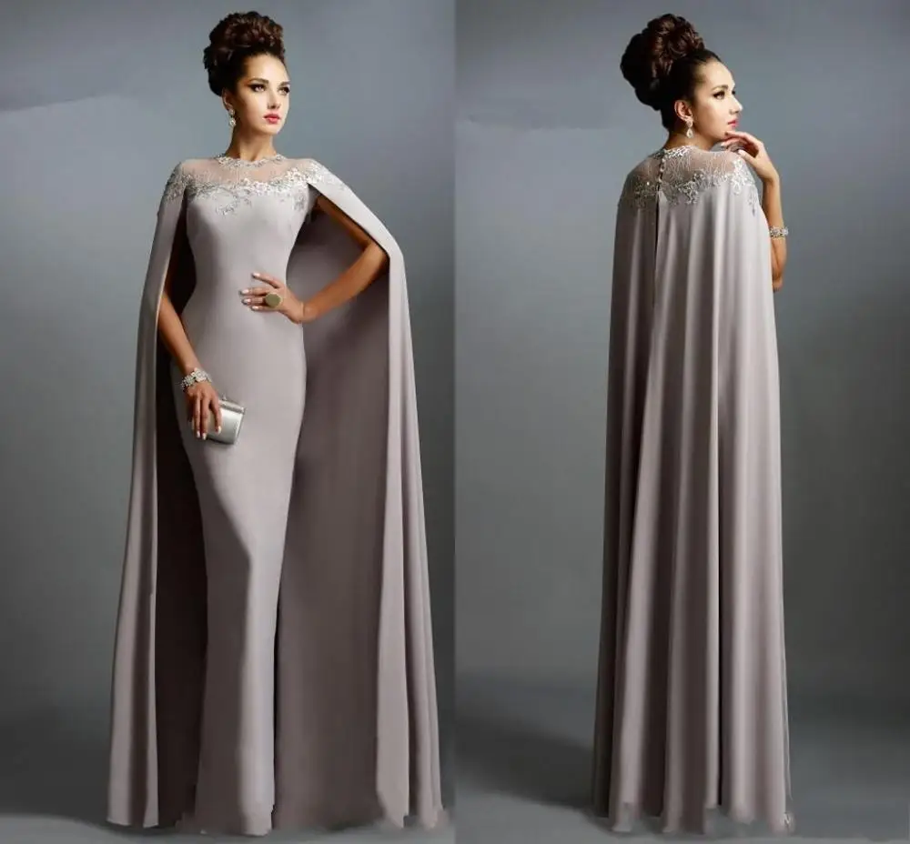 

Vintage Evening Dresses Jewel Sheer Neck With Watteau Train Prom Gowns With Applique Sheath Custom Made Formal Party Dresses