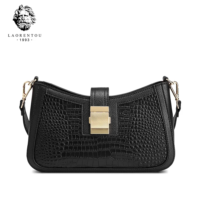 Брендовая дамская сумка Laorentou с полумесяцем Офисная через плечо из натуральной