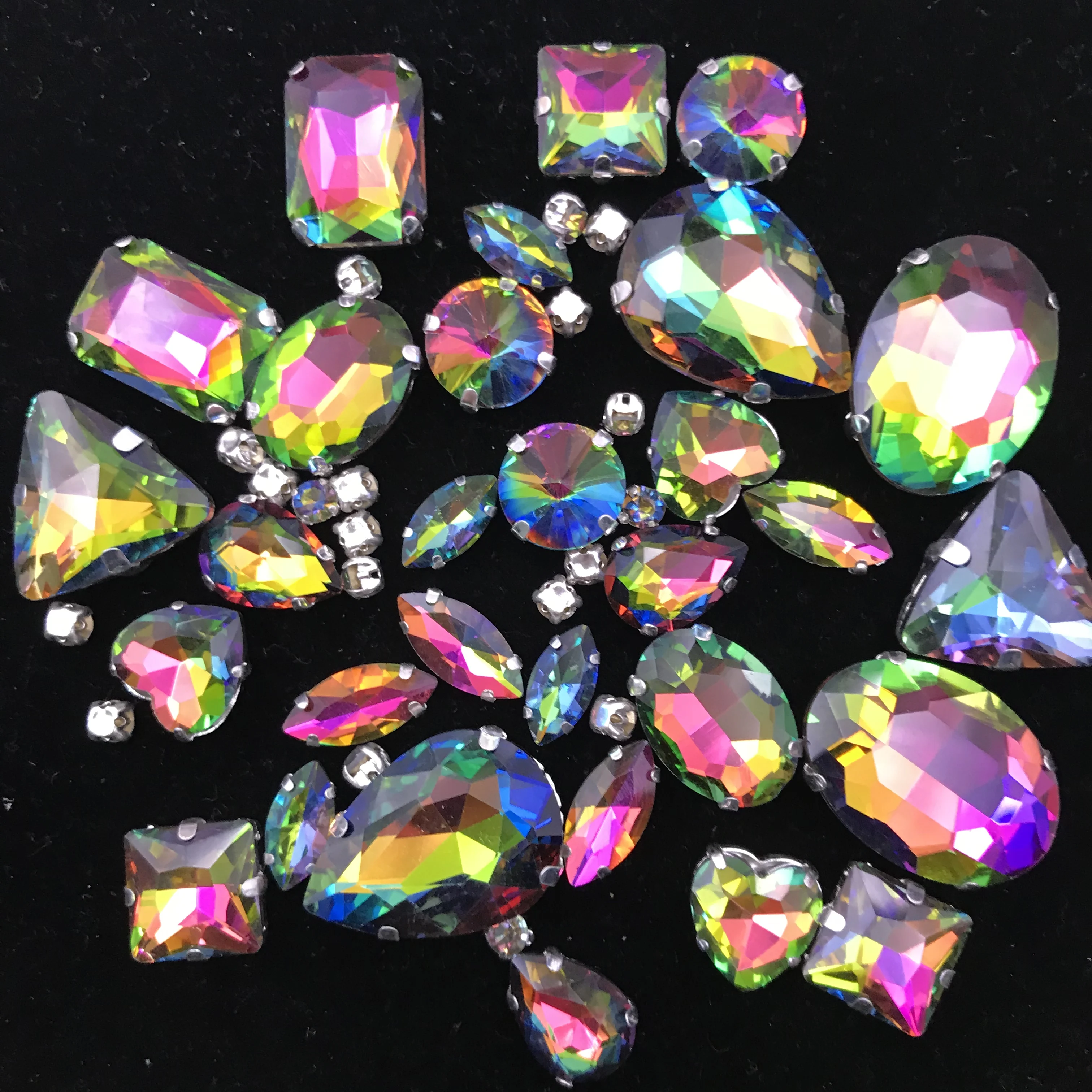 50 шт. радужных цветов смешанные формы Блестящий Кристалл Красочные пришить