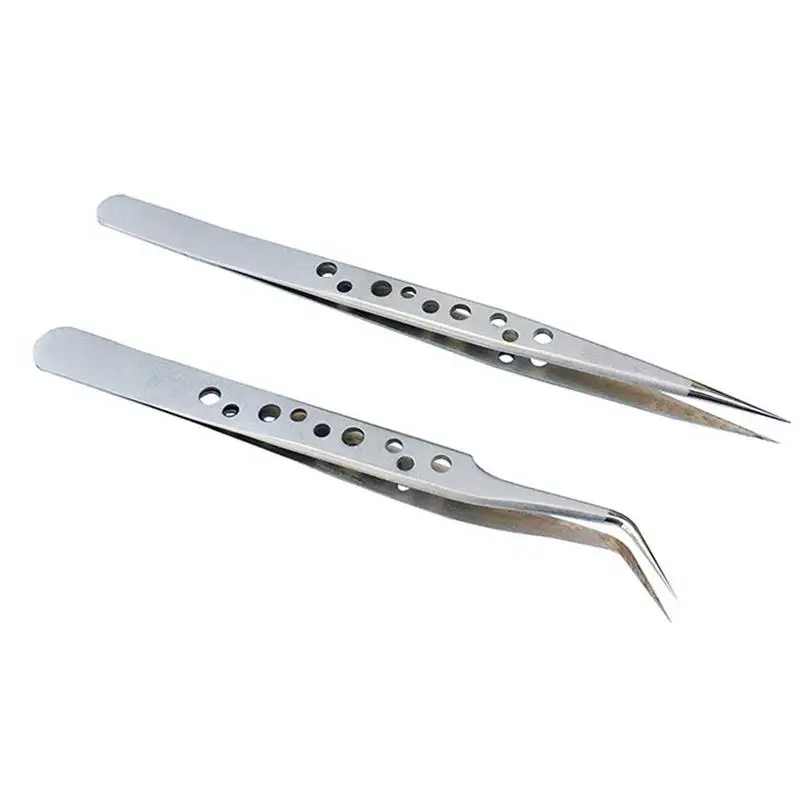 

Electronics Industrial Tweezers Anti-static Curved/Straight Tip Precision Stainless Forceps Phone Repair Hand Tools