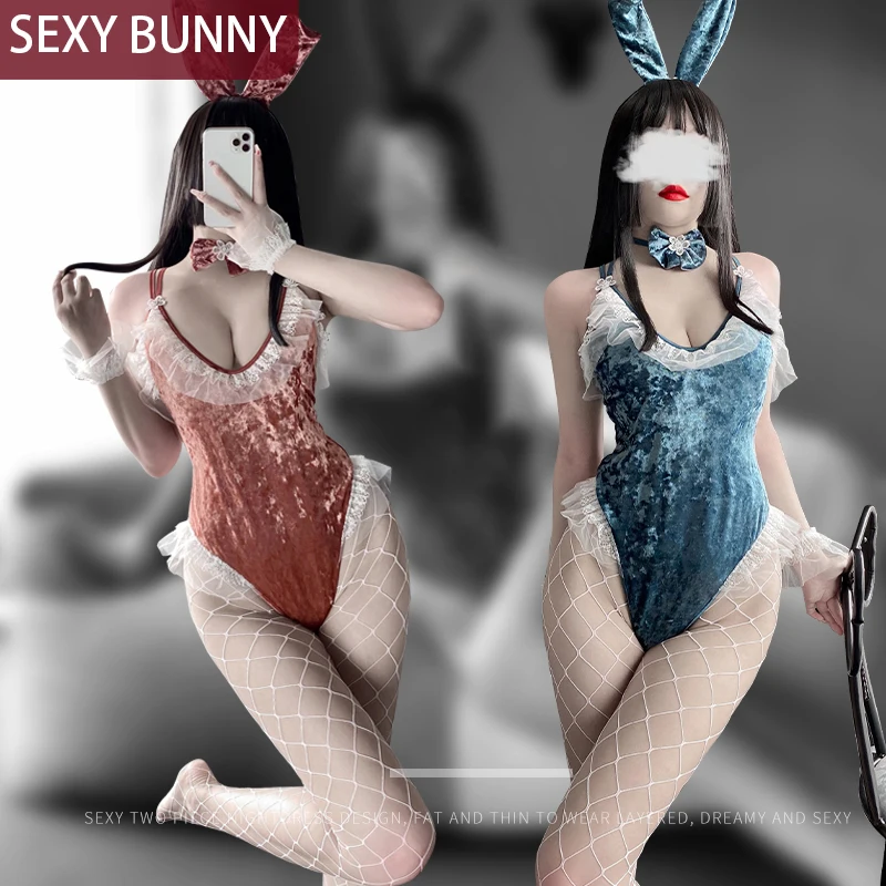 

Соблазнительный плюшевый эротический костюм для косплея, милый кружевной соблазнительный костюм кролика для девочки без снятия, соблазнит...