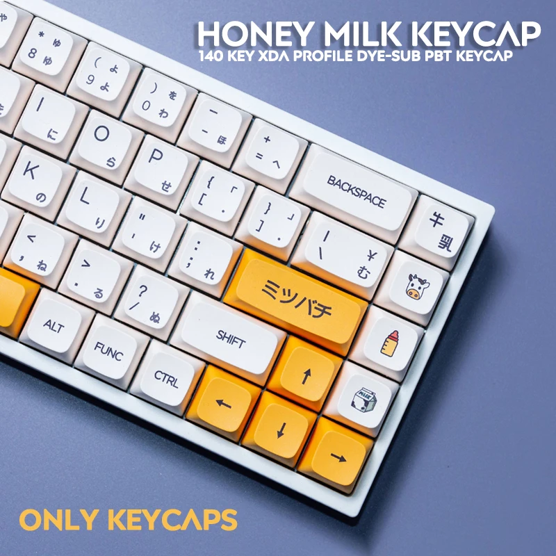 

137 Key PBT Keycap DYE-SUB XDA Profile Personalized Minimalist White Honey Milk Japanese Keycap For Mechanical Keyboard
